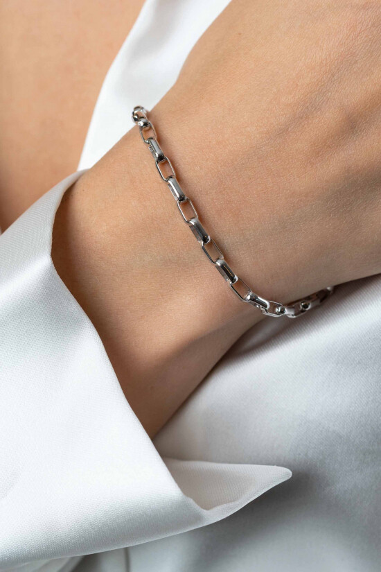 ZINZI zlv. armband met rechthoek open schakels
