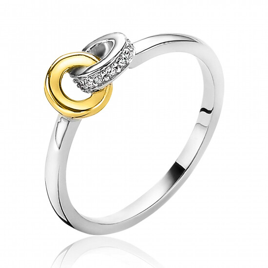 ZINZI silberner Ring runde Formen miteinander verbunden weißer Zirkonia ZIR2102