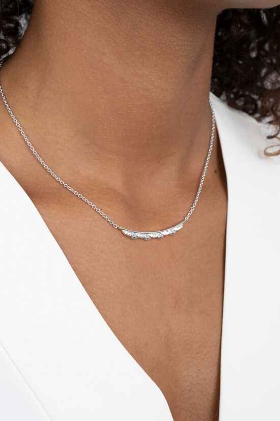 ZINZI silberne Gliederkette 45cm mit golvundd Stab 'waves' mit  weiße Zirkonias ZIC2034