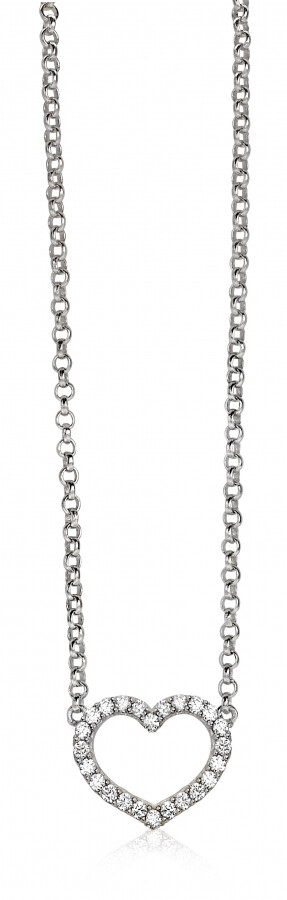 Zinzi silberne Kette Herz  weiß 42-45cm ZIC1098