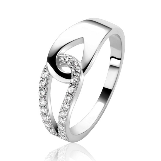 ZINZI zlv.ring verbonden druppelvorm zirc./glad mt.62