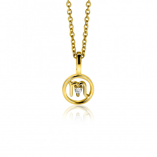 9mm ZINZI vergoldeter Silber Skorpion Sternzeichen-Anhänger, besetzt mit weißen Zirkonia ZIHY-SCH (ohne Kette)