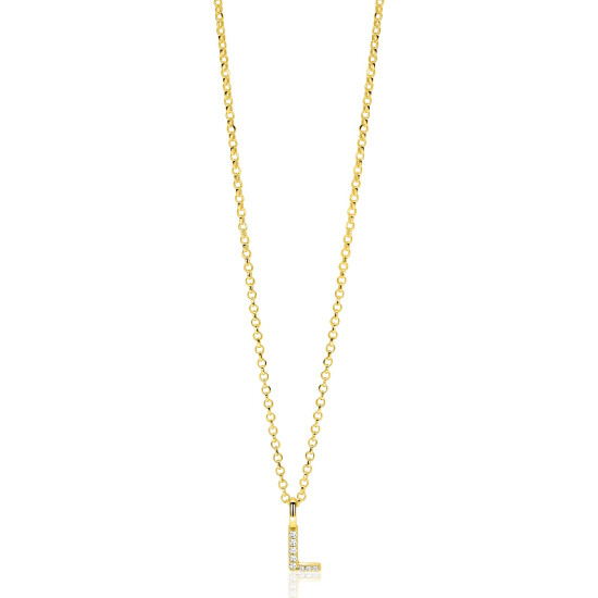 ZINZI zlv. hanger gg.verg.letter L bezet met zirconia's