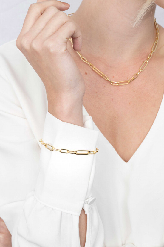 ZINZI silbernes Armband in 14K gelb vergoldet mit ovalen closed for ever Gliedern 6mm breit ZIA1990G