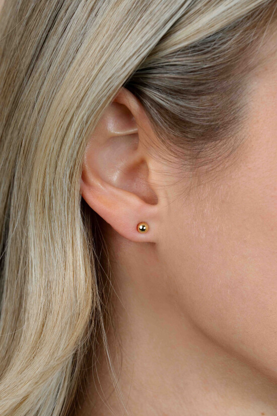 Zinzi silberne Ohrstecker glatt Kugel 6mm gelb vergoldet ZIO808G