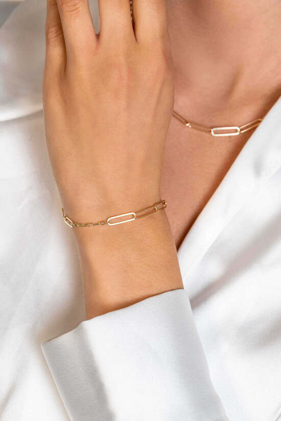 ZINZI zlv. armband gg.verg. paperclip schakels