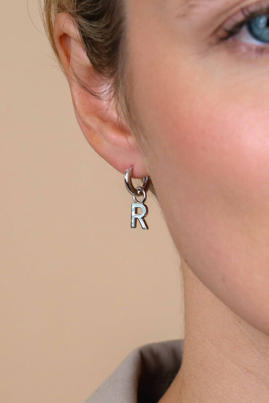 ZINZI silberner Buchstabe Ohranhänger R Preis pro Stück ZICH2144R