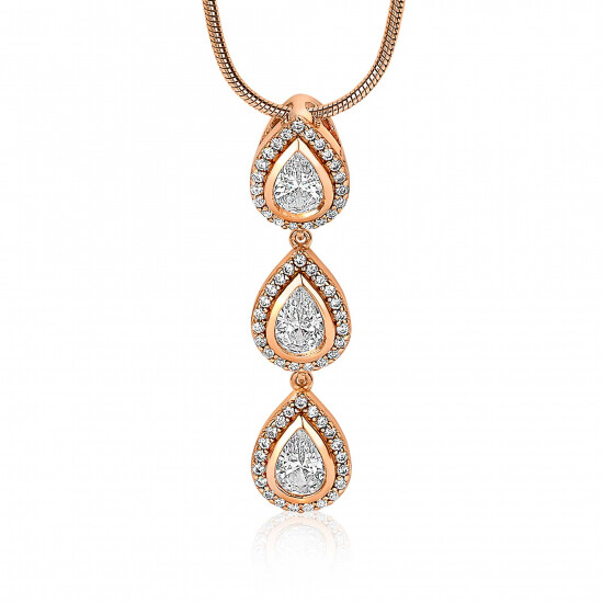 ZINZI silberner Anhänger rosé vergoldet Tropfen weiß ZIH1752R