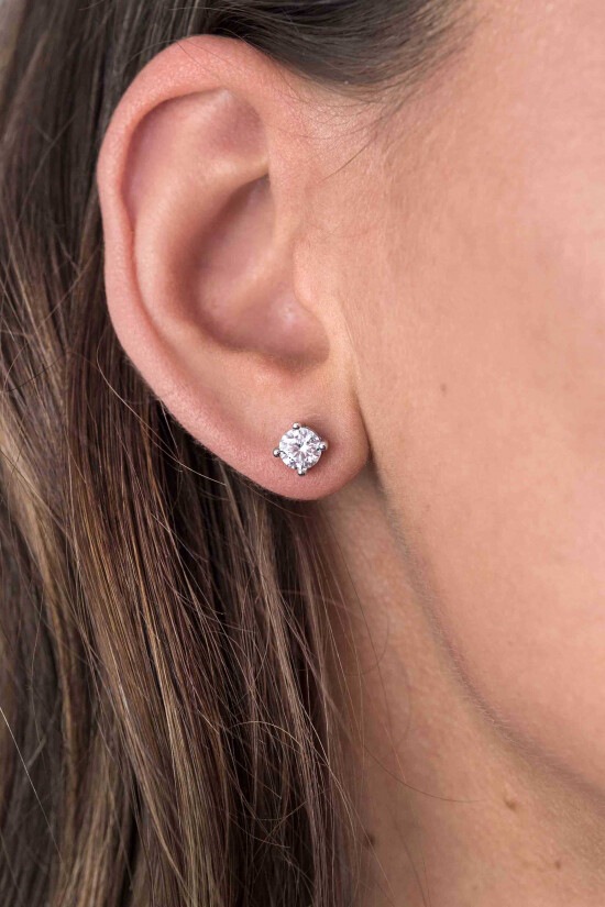 ZINZI silberne Ohrstecker runde Zirkonia 6mm Chaton Fassung ZIO1383