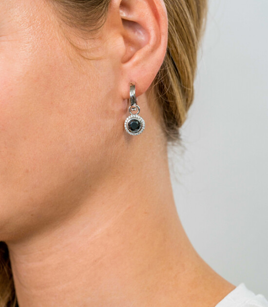 ZINZI silberne Ohrhänger rund schwarz 11mm ZICH1244Z