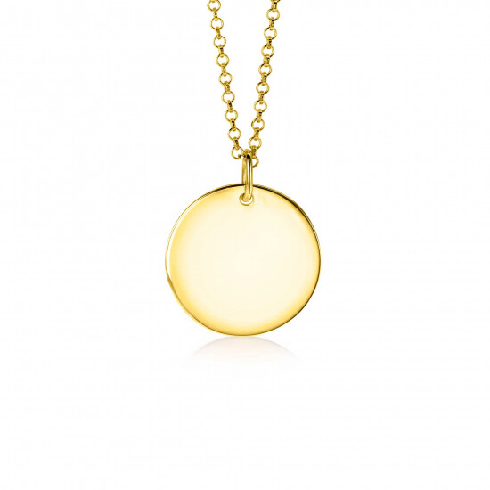 ZINZI zlv. hanger geel verguld rond plaatje 20mm