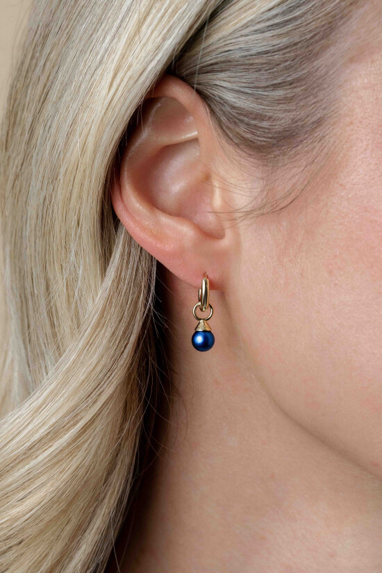ZINZI zlv. creoolhangers gg.verg. blauwe parel 6mm