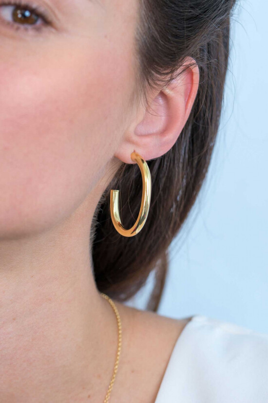 ZINZI silberne Ohrringe 14K gelb vergoldet offen Form 40x4mm oval ZIO2233G