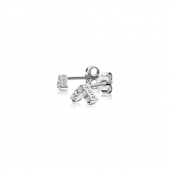 "ZINZI silberne Ohrstecker V-Form  weiß 7mm ZIO1380Z"
