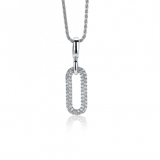 ZINZI silberner Luxus Anhänger oval weiß 32mm ZIH1894