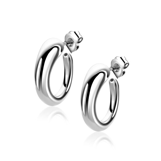 ZINZI zlv. oorsteker halfrond bol aflopend 21x7mm