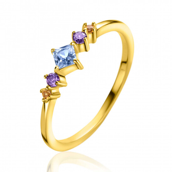 ZINZI zlv. ring gg.verg. blauw/paars/geel mt.62