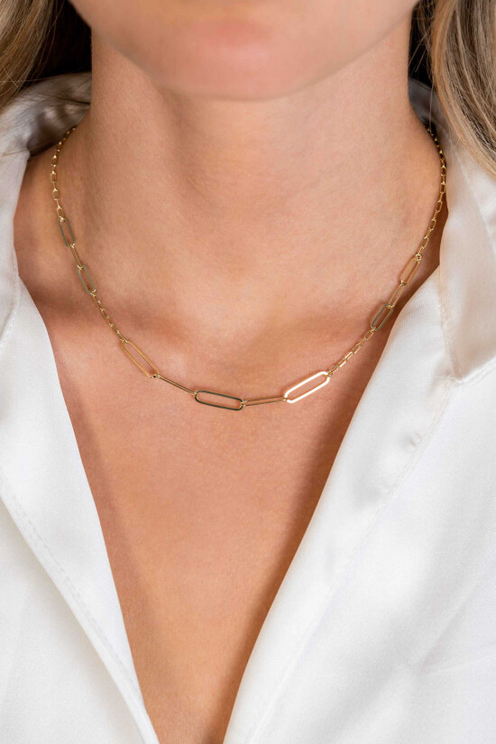 ZINZI zlv. collier gg.verg. paperclip schakels