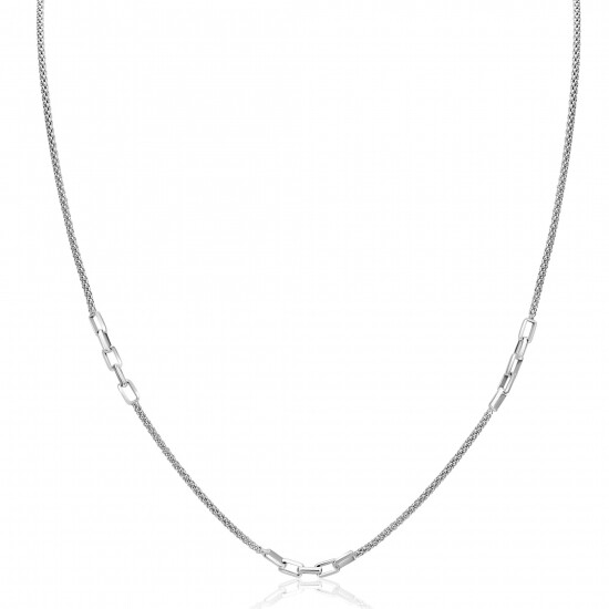 ZINZI zlv. collier popcorn en schakels 45-48cm