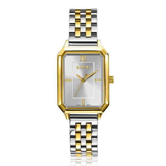 Zinzi Allure horloge 30mm gold/w.plt zilver/bic.band