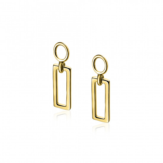 ZINZI silberne Ohrhänger gelb vergoldet offen Rechteck 14mm ZICH1692G