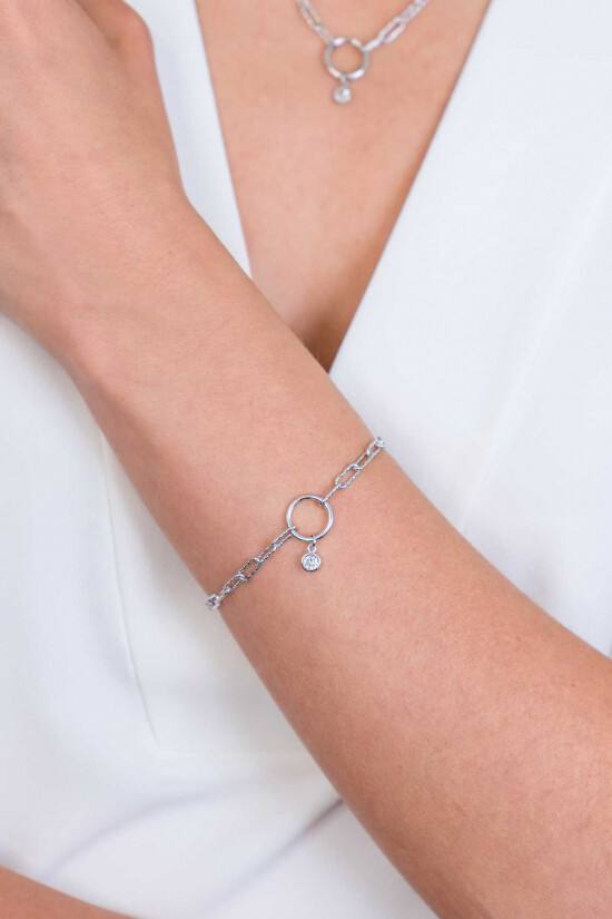 ZINZI silbernes paperclip Gliederarmband 3mm rund weiße Zirkonia 19-21cm ZIA2200