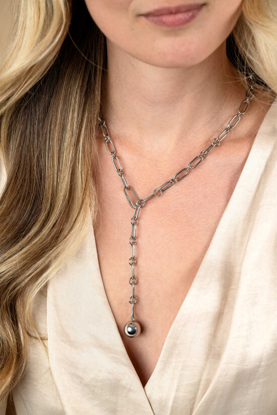 ZINZI zlv. Y-collier verstelbaar met zlv.bal 55cm