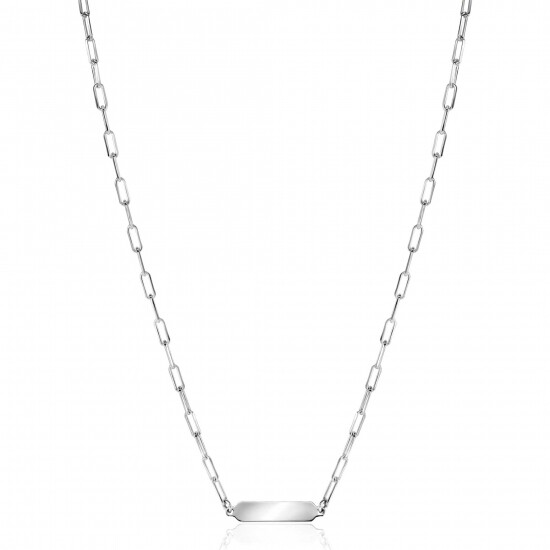 ZINZI Silberkette mit glänzender rechteckiger Platte zum Gravieren von 42-45 cm ZIC2530