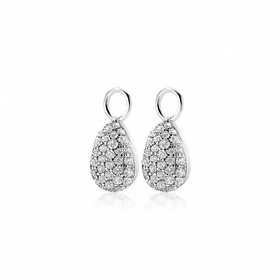 ZINZI silberne Ohrhänger Tropfenform pavé weiß ZICH1591