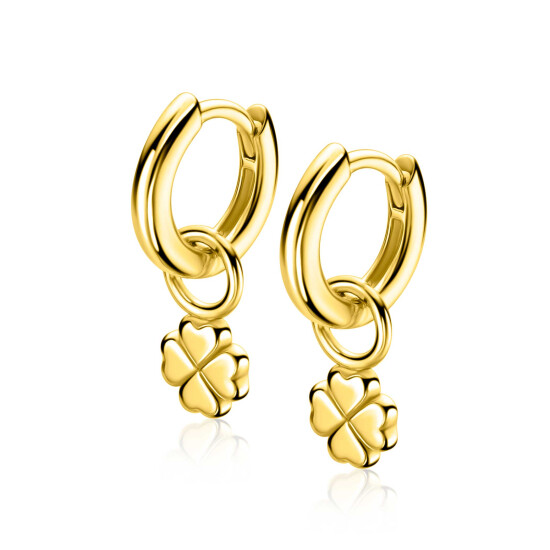 ZINZI zlv. oorbedels geel verguld klaver vier