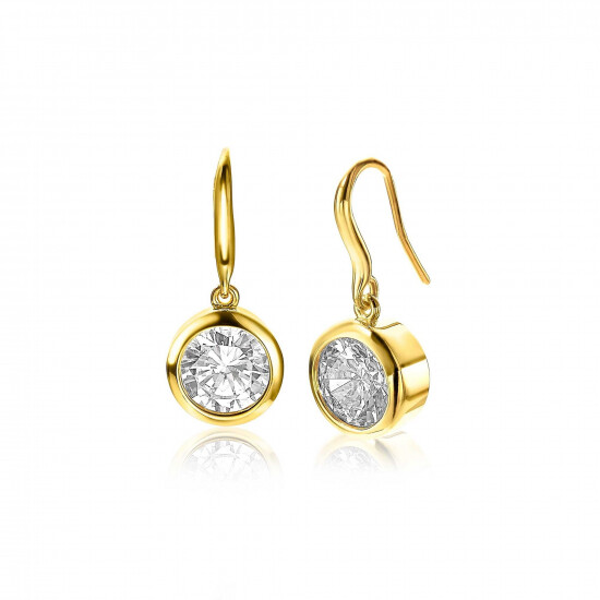 ZINZI silberne Ohrhänger gelbvergoldet  weiße Zirkonia 11mm ZIO2