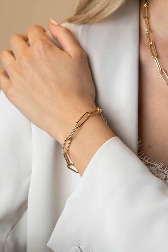 ZINZI zlv. armband gg.verg. paperclip ronde buis