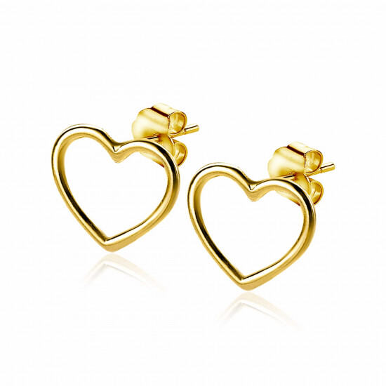 ZINZI silberne Ohrstecker 14K gelbvergoldet offen Herz 8mm ZIO1630G