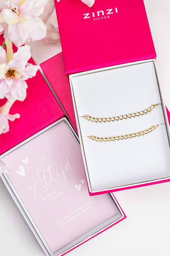 ZINZI Set aus 2 Silberarmbändern mit gelb vergoldetem Herz 4,5mm breit ZIA1798G-SET