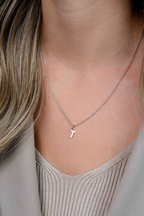 ZINZI silberner Buchstaben Anhänger T ZIH2140T