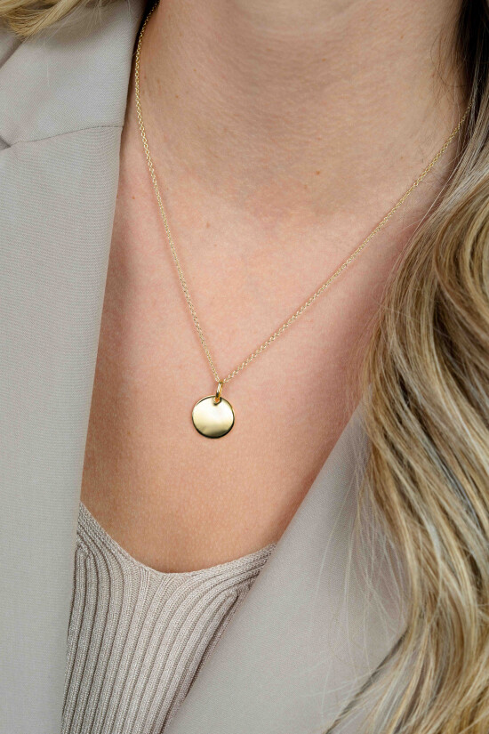 ZINZI zlv. hanger geel verguld rond plaatje 15mm