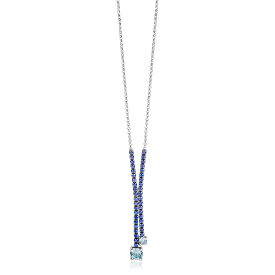 ZINZI zlv. Y-collier met zirconia's blauw/lichtblauw