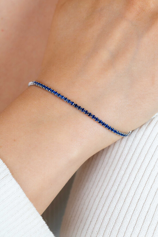 ZINZI zlv. tennisarmband met blauwe zirc.2.1mm