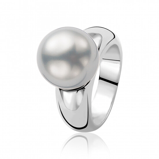 ZINZI silberner Ring Perle grau 12mm ZIR170G