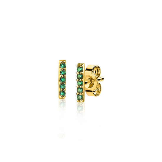 ZINZI silberne gelbvergoldete Ohrstecker Stab grün 8mm ZIO1689GG