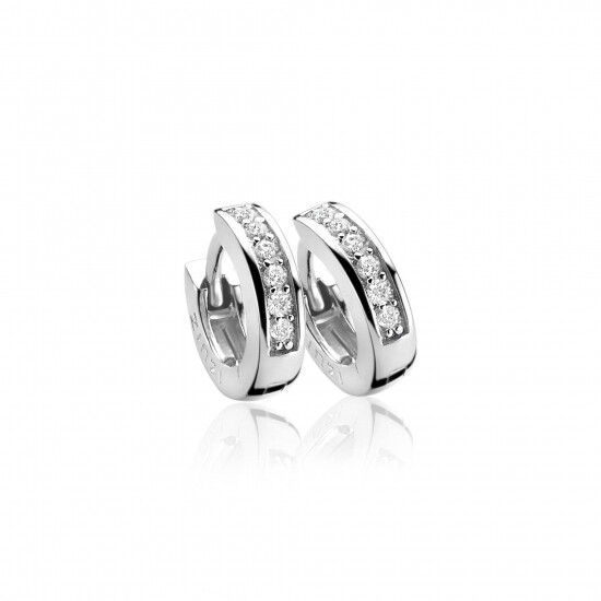 Zinzi silberne Kreolen 12 x 3mm  weiß ZIO187Z