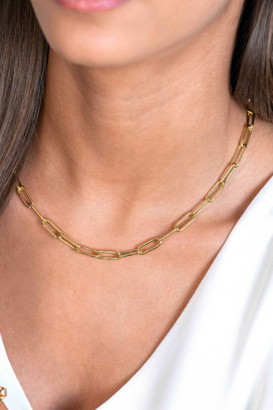 ZINZI zlv. collier gg. verg. paperclip 5.8mm 45cm