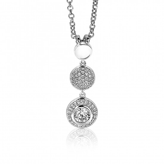 ZINZI silberner Anhänger 26mm runde Formen weiße Zirkonias ZIH1973