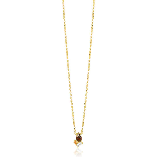 ZINZI zlv. fantasie collier gg.verg.bruine stenen