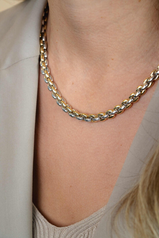 ZINZI silberne Gliederhalskette gelb vergoldet 7mm breit 45cm ZIC1290