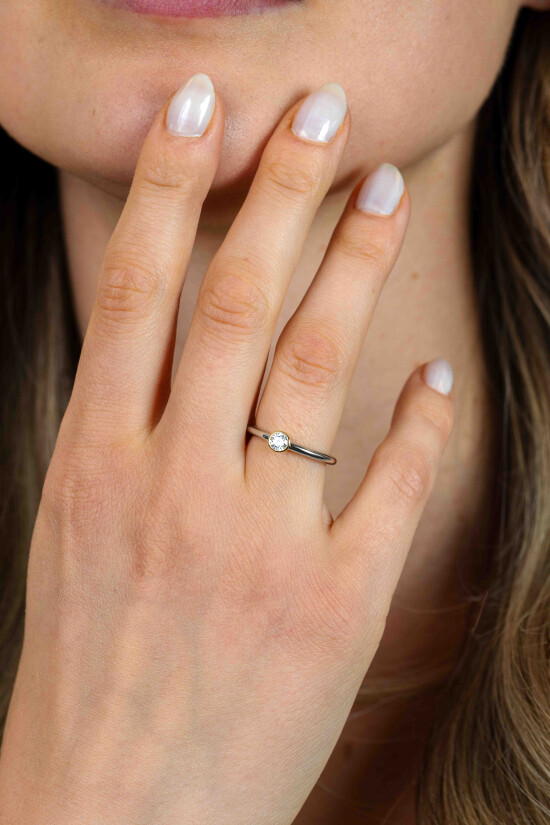 ZINZI Silberring bicolor glatt rund mit weißen Zirkonia ZIR1177Y