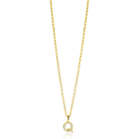 ZINZI zlv. hanger gg.verg.letter Q bezet met zirconia's