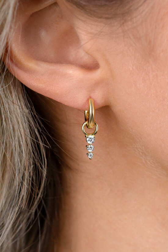 ZINZI zlv. oorbedels gg.verg. 3 zirconia's aflopend