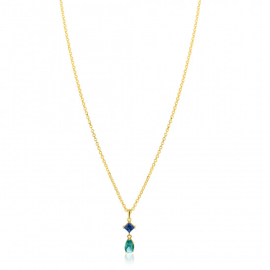 ZINZI zlv.collier gg.verg.hanger peer aqua/VK blauw