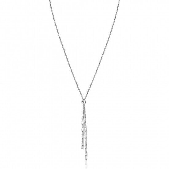 ZINZI zlv. Y-collier popcorn en schakels 43-46cm